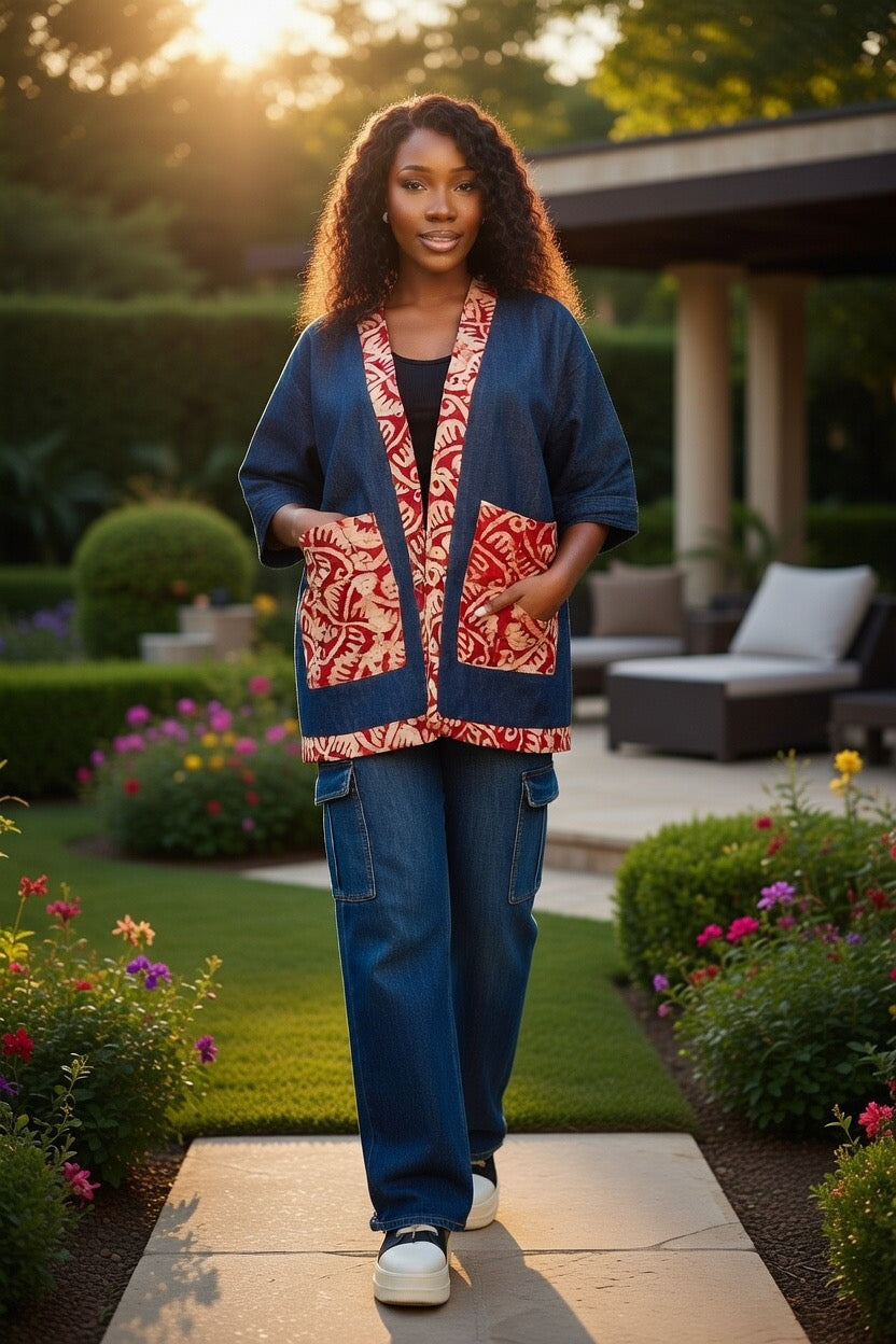 Denim and Adire casual jacket
