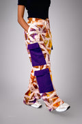 Adire and plain Aso oke cargo pants