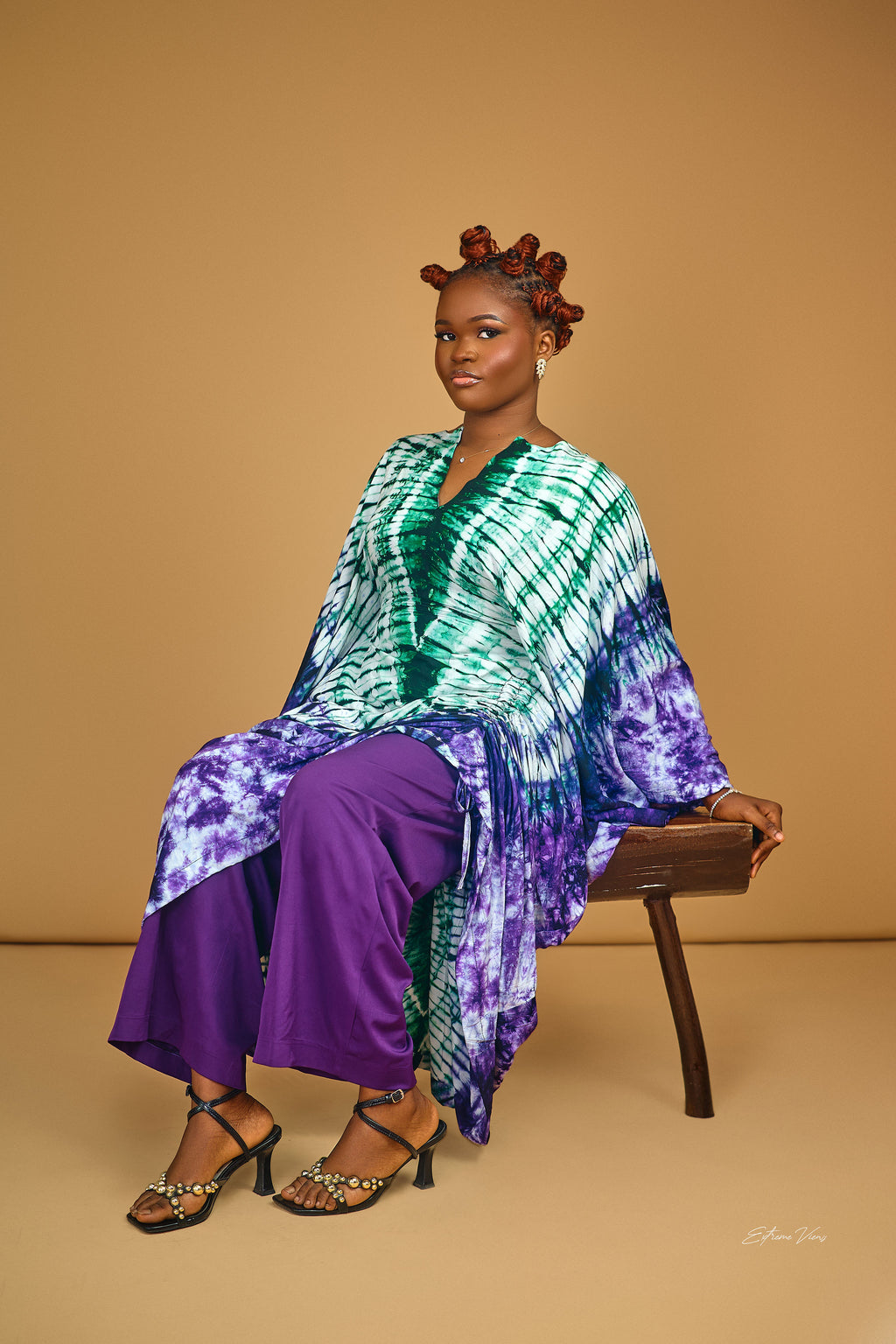Adire silk Drawstring bubu 2 pieces set