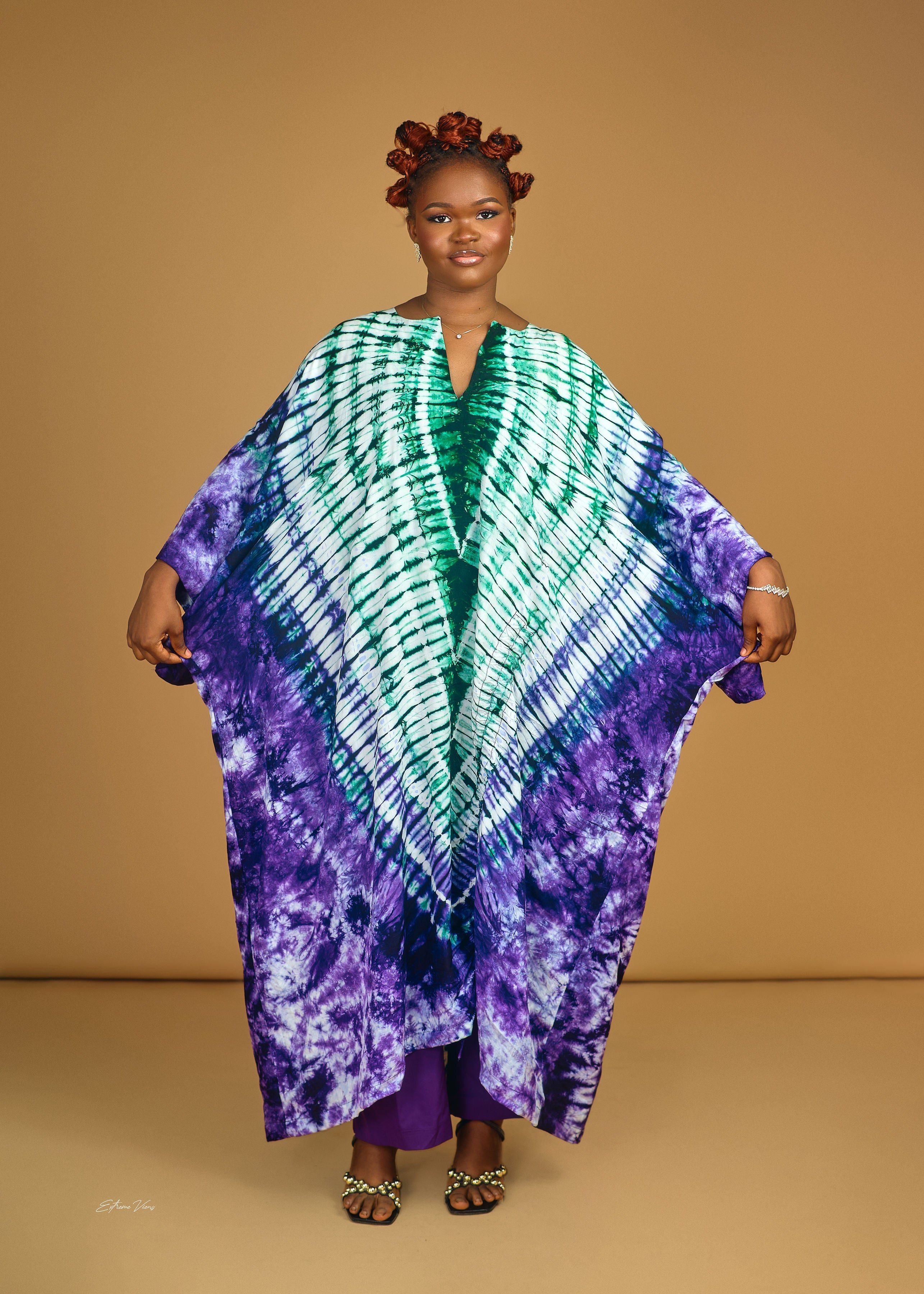 Adire silk Drawstring bubu 2 pieces set