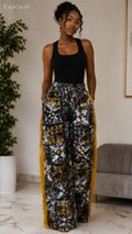 Adire side frills pant