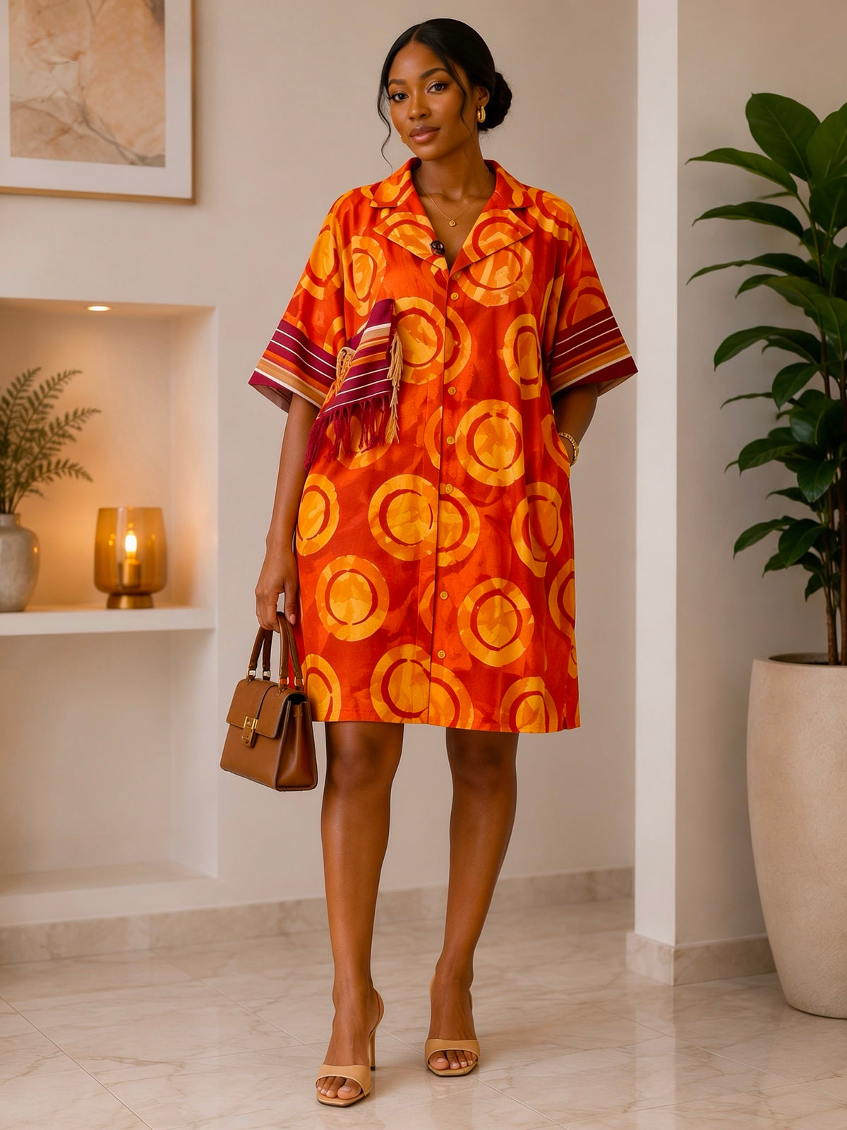 Adire shirt dress